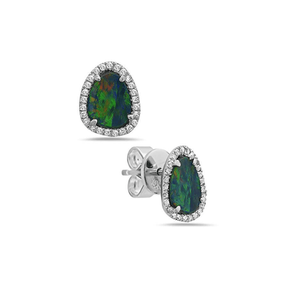 Diamond Opal Earrings - Lindsey Leigh Jewelry