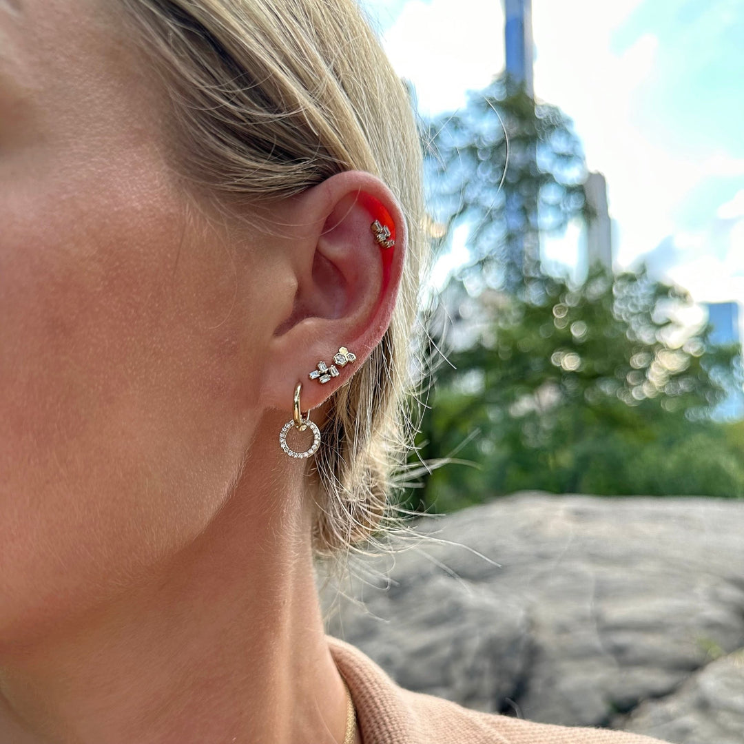 Diamond circle dangle earrings Clearance