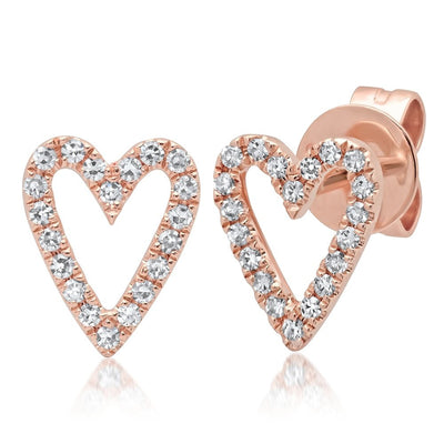 Diamond Open Heart Studs - Lindsey Leigh Jewelry