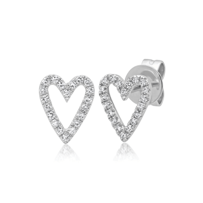 Diamond Open Heart Studs - Lindsey Leigh Jewelry