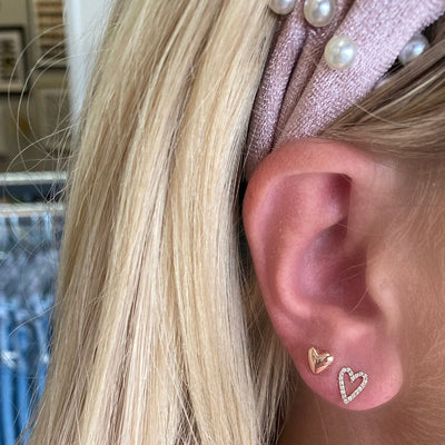 Diamond Open Heart Studs - Lindsey Leigh Jewelry