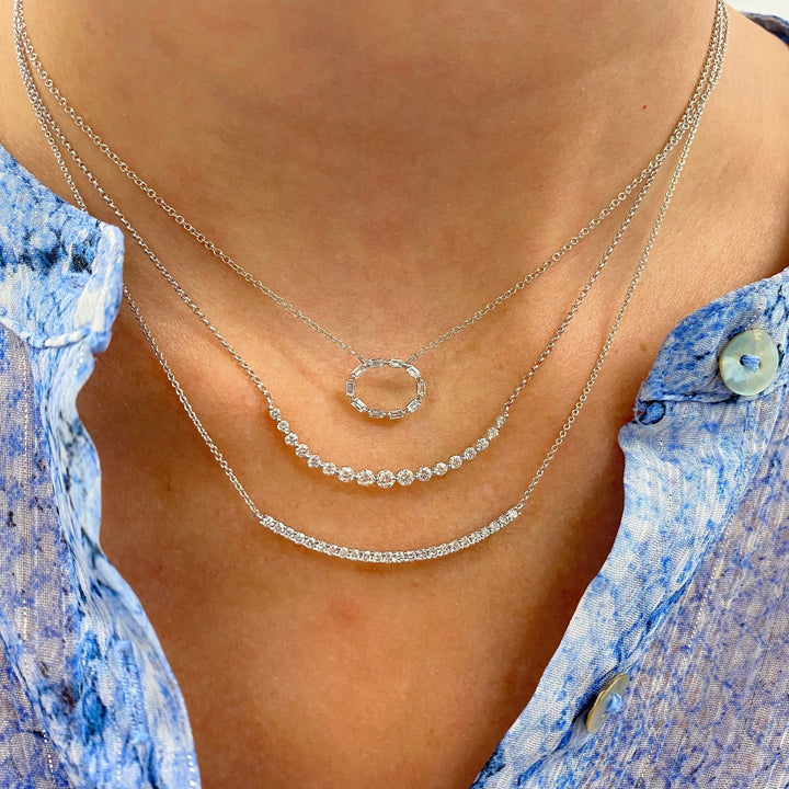 Diamond Oval Baguette Necklace - Lindsey Leigh Jewelry
