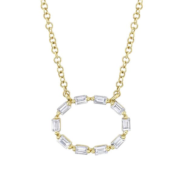 Diamond Oval Baguette Necklace - Lindsey Leigh Jewelry