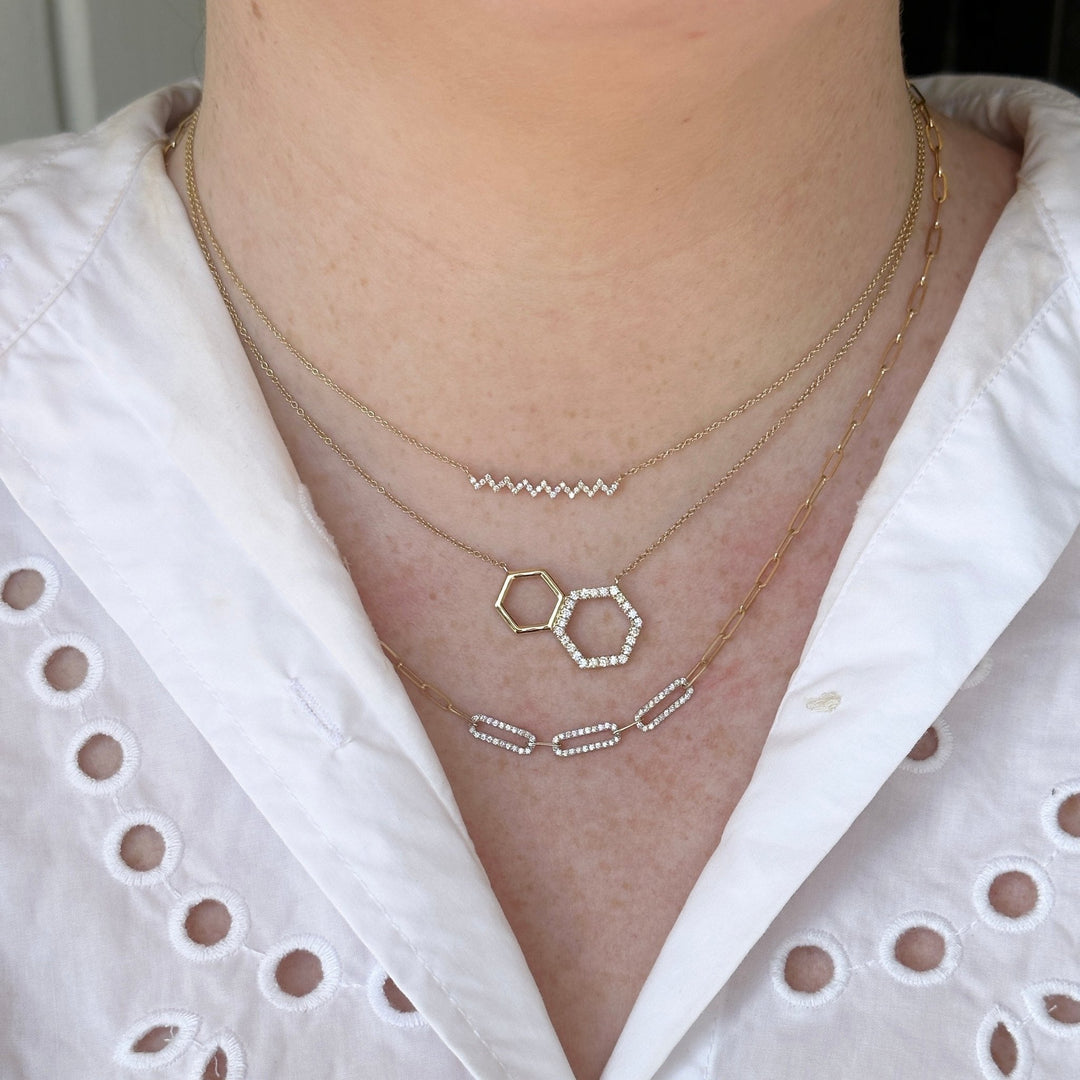 Diamond Paper Clip Station Necklace - Lindsey Leigh Jewelry