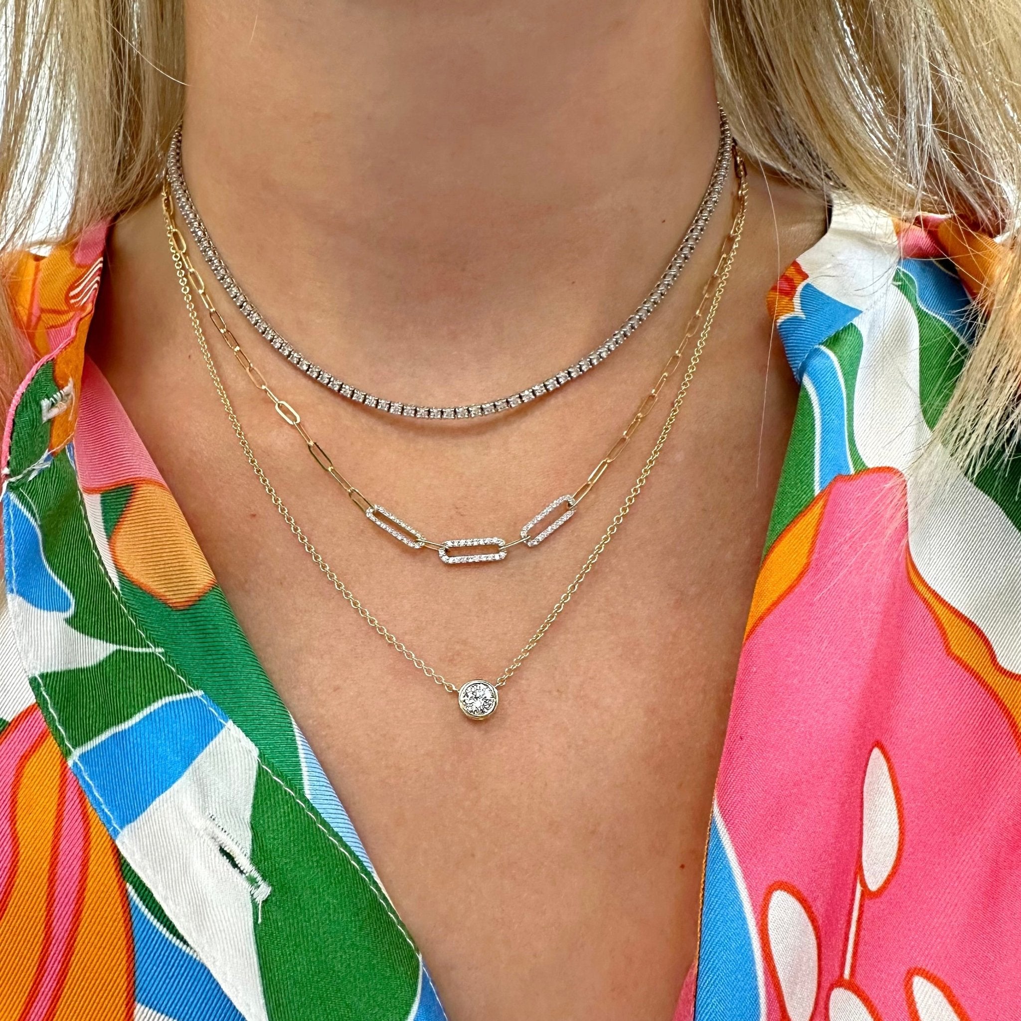 Diamond Paperclip Chain Necklace in White Gold - JusticeJewelers