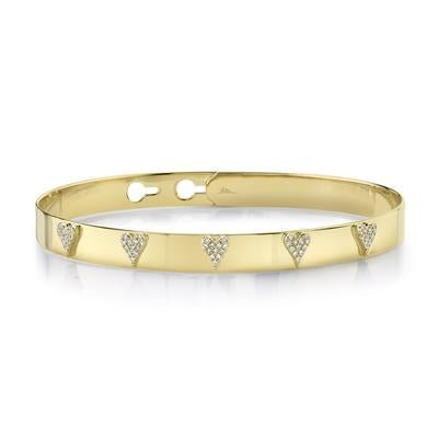 Diamond Pave Heart Bangle - Lindsey Leigh Jewelry