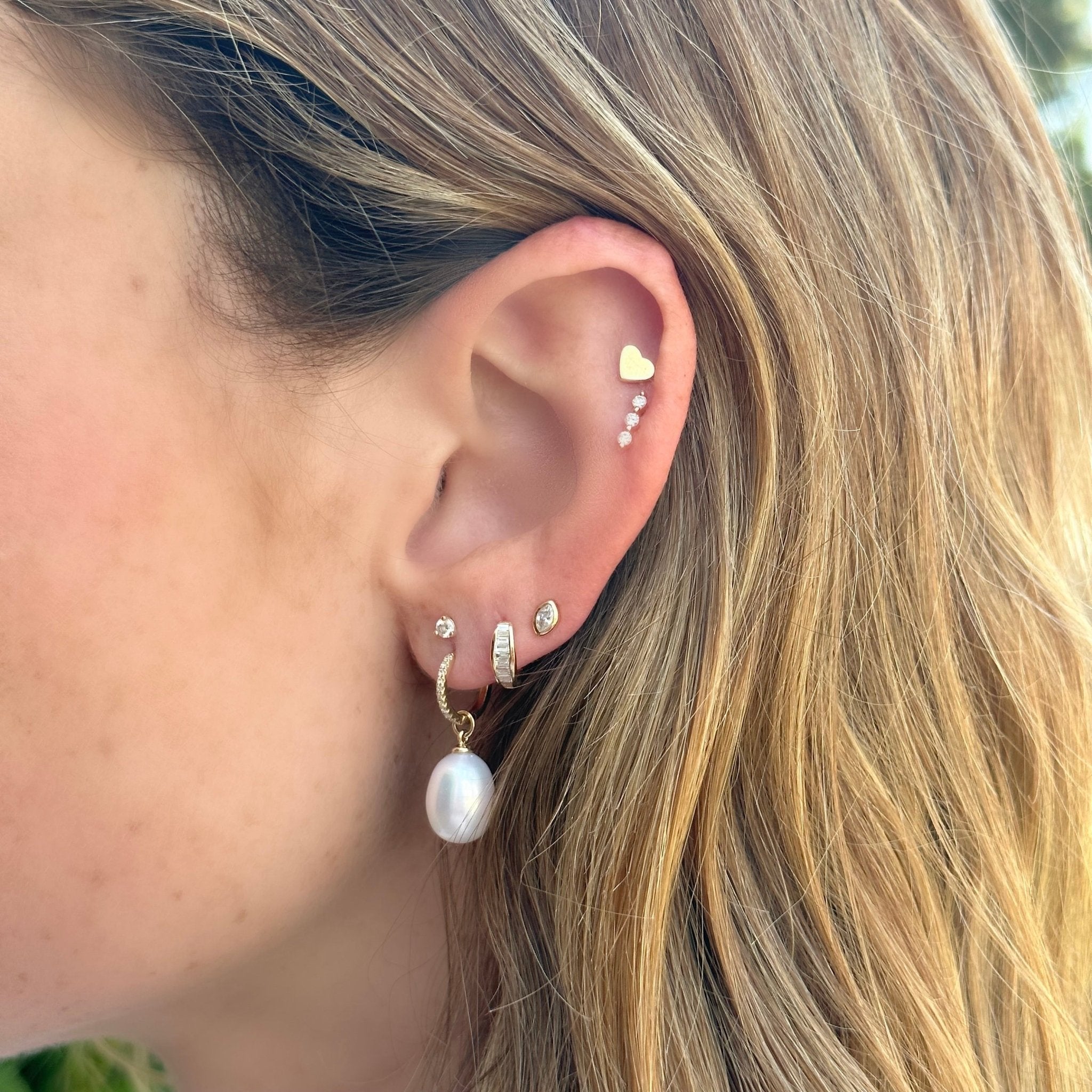 Diamond Pearl Dangle Earrings - Main Image