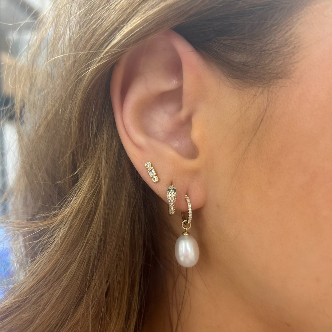 Diamond & Pearl Dangle Earrings - Lindsey Leigh Jewelry