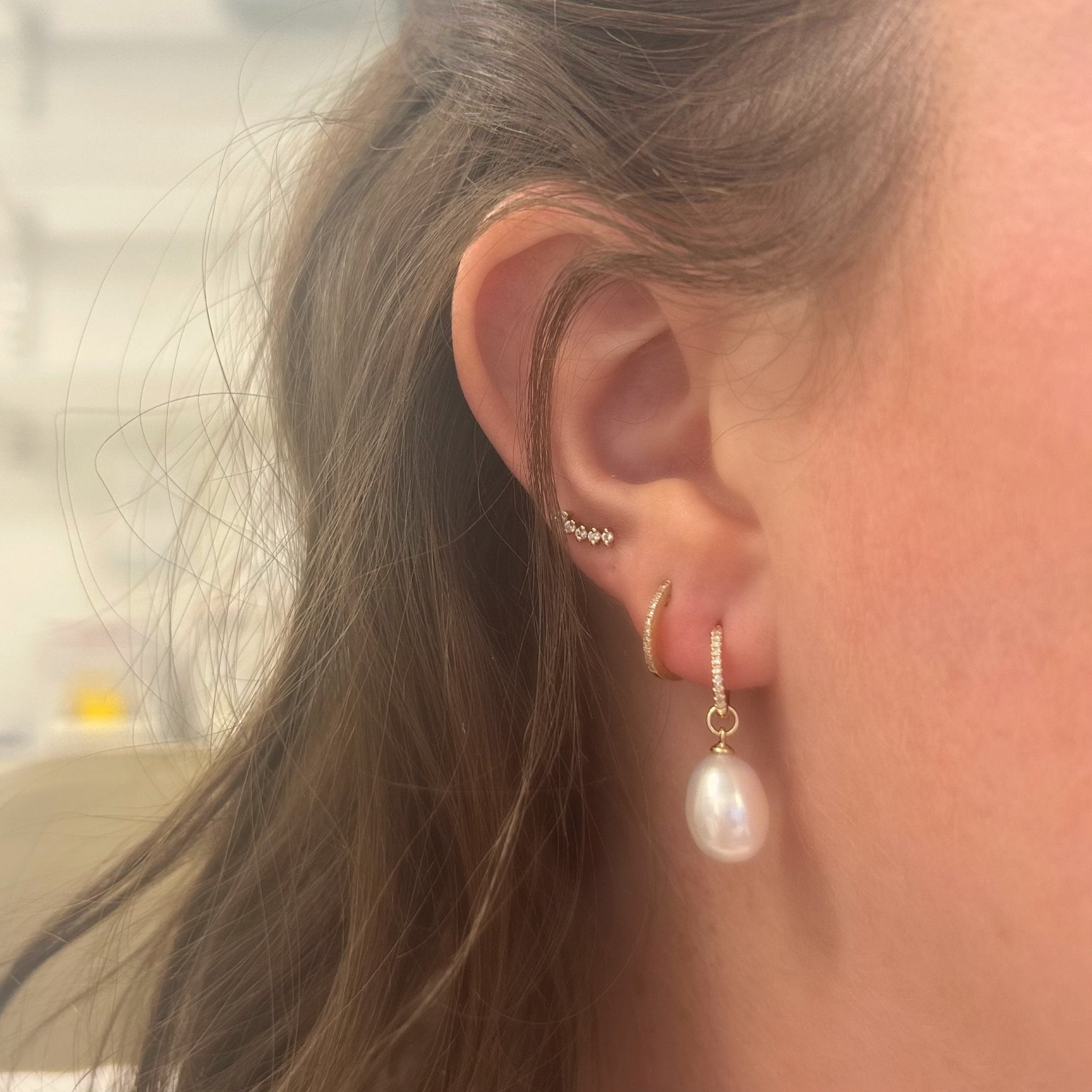 Diamond Pearl Dangle Earrings – Lindsey Leigh Jewelry