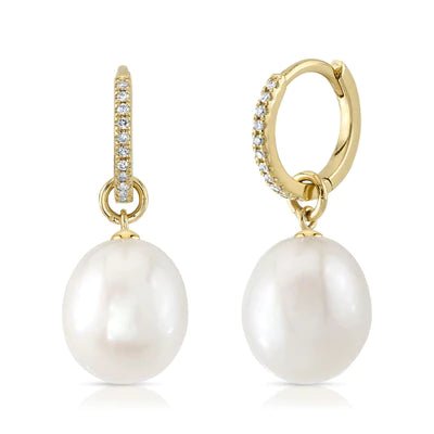 Diamond & Pearl Dangle Earrings - Lindsey Leigh Jewelry