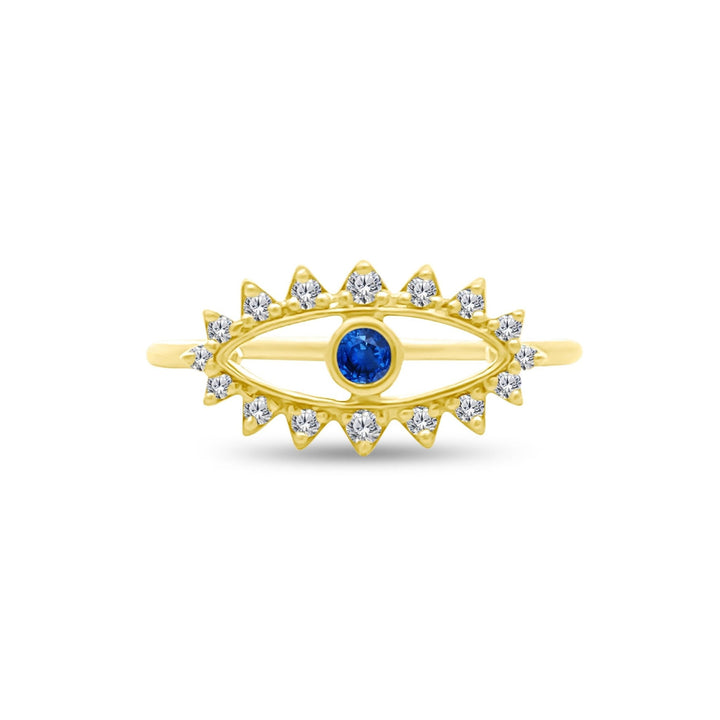Diamond & Sapphire Evil Eye Band - Lindsey Leigh Jewelry