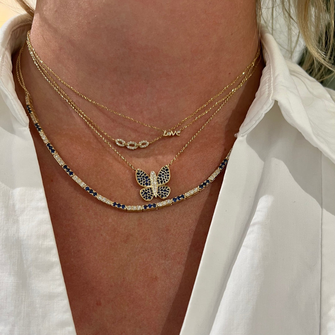Diamond & Sapphire Flex Necklace - Lindsey Leigh Jewelry