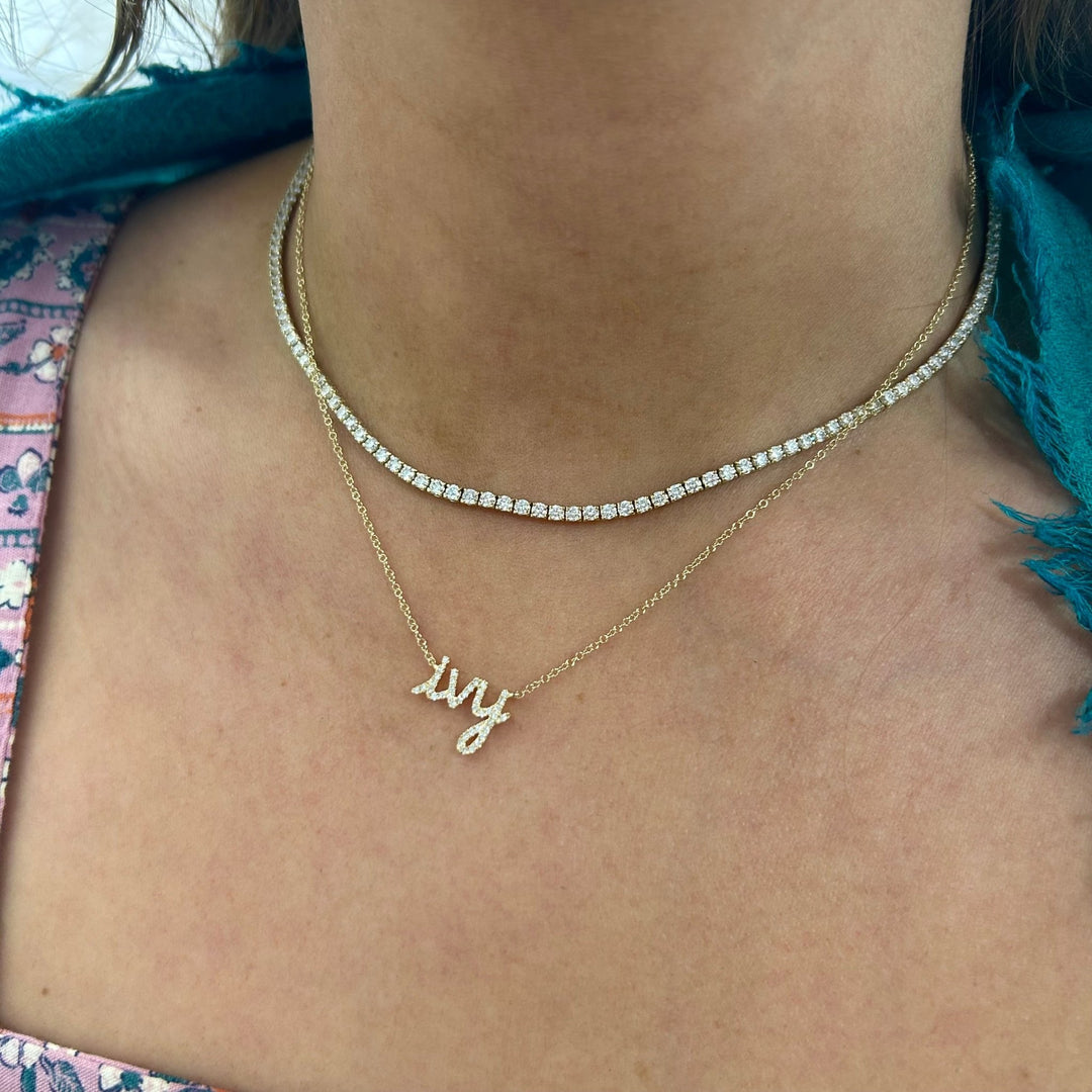 Diamond Script Custom Name Necklace - Lindsey Leigh Jewelry