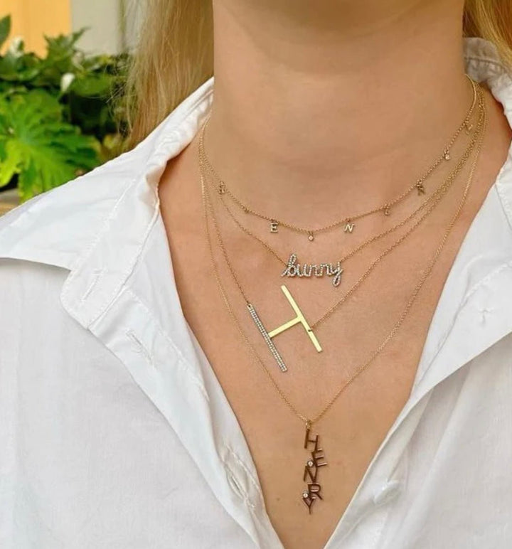 Diamond Script Custom Name Necklace - Lindsey Leigh Jewelry