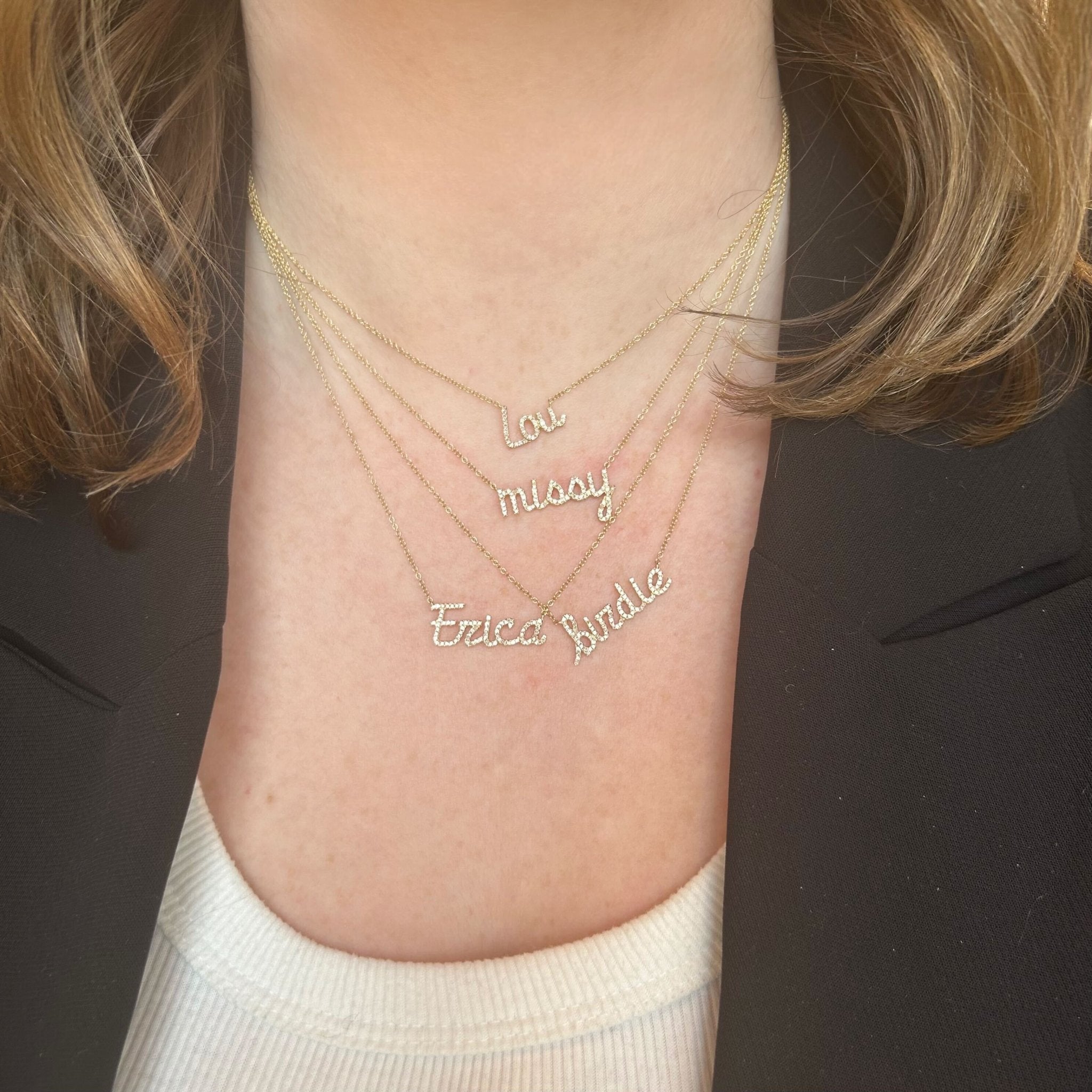 Diamond Script Personalized Name Necklace - Main Image