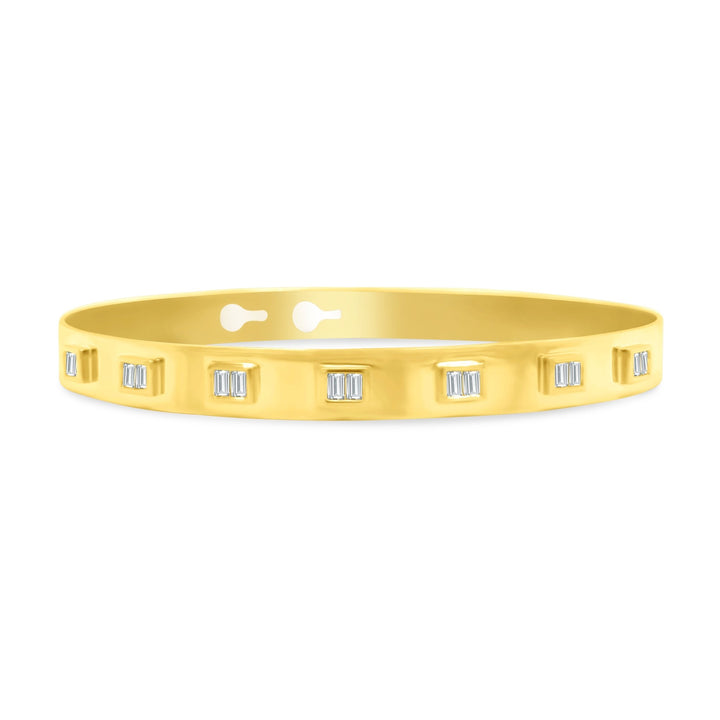 Double Baguette Bezel Latch Bangle - Lindsey Leigh Jewelry