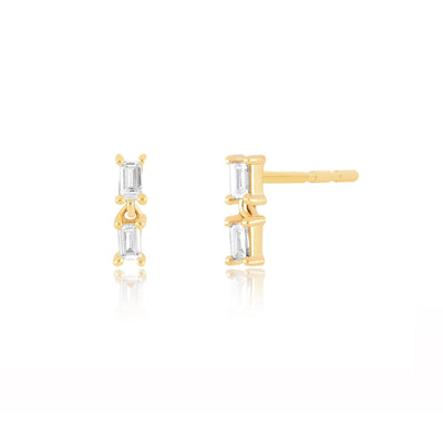 Double Baguette Dangle Studs - Lindsey Leigh Jewelry
