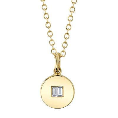 Double Baguette Disc Necklace - Lindsey Leigh Jewelry
