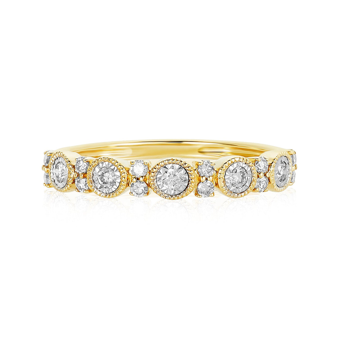 Double Diamond & Milgrain Border Band - Lindsey Leigh Jewelry