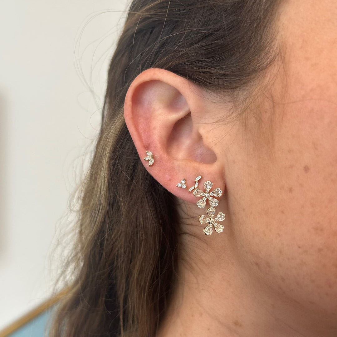 Double Flower Dangle Earrings - Lindsey Leigh Jewelry