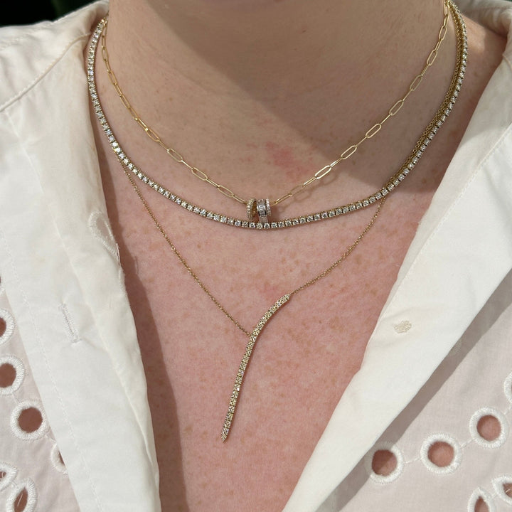 Double Row Pave Waterfall Necklace - Lindsey Leigh Jewelry