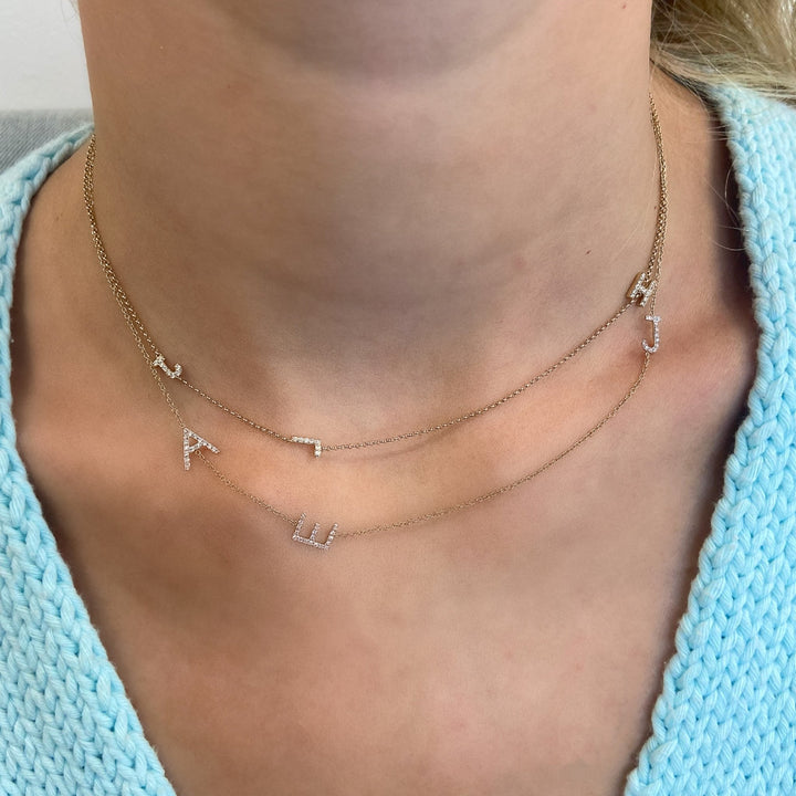 Double Sided Diamond Initial Necklace - Lindsey Leigh Jewelry