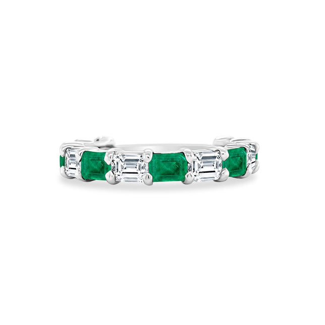 East West Diamond & Gemstone Emerald Cut Band - Lindsey Leigh Jewelry