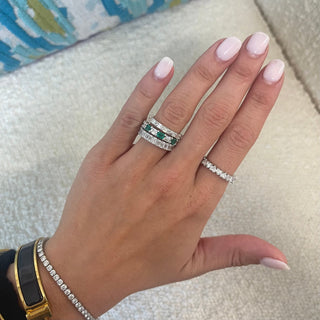 Chasing Diamond & Gemstone Emerald Cut Band  Lindsey Leigh Jewelry.
