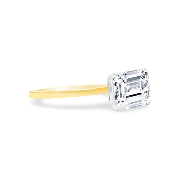 East / West Emerald Diamond Solitaire - Lindsey Leigh Jewelry