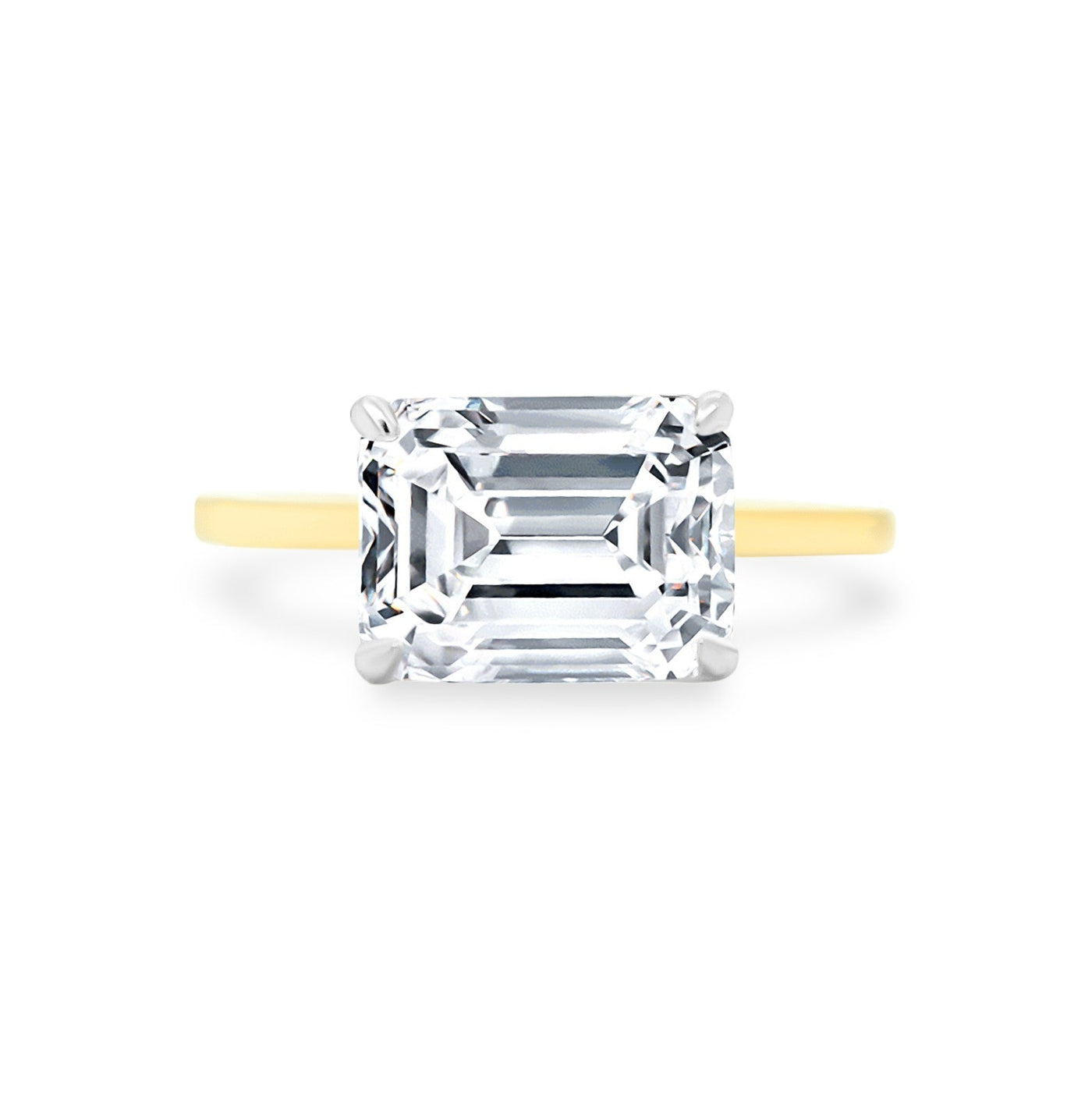 East / West Emerald Diamond Solitaire - Lindsey Leigh Jewelry