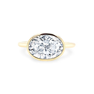 East West Bezel Set Oval Cut Solitaire  Lindsey Leigh Jewelry.
