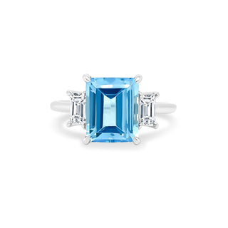 Emerald Cut Aquamarine with Emerald Cut Diamond Side Stones  Lindsey Leigh Jewelry.
