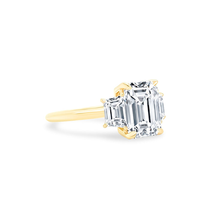 Emerald Cut Diamond with Side Trapezoids - Lindsey Leigh Jewelry