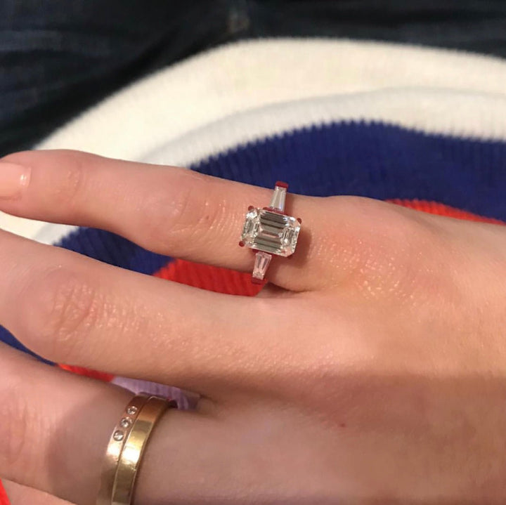Emerald Cut Diamond with Tapered Baguettes - Lindsey Leigh Jewelry