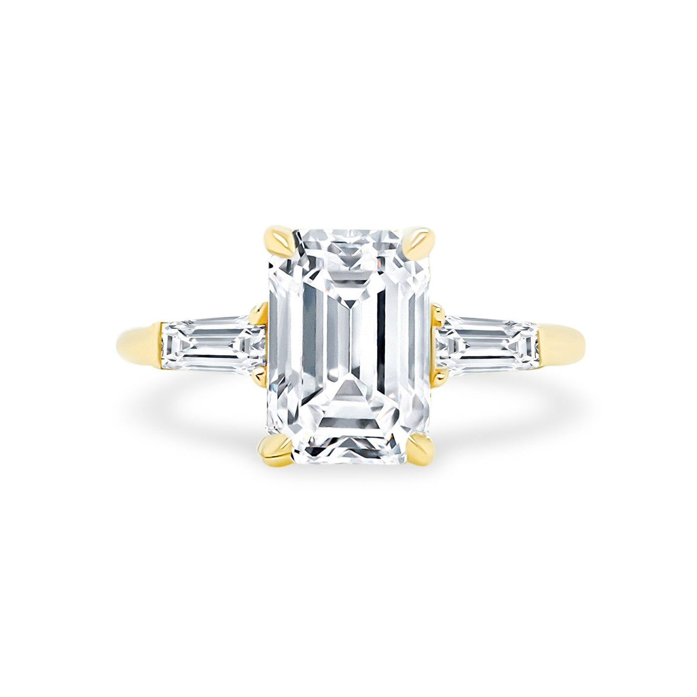 Emerald Cut Diamond with Tapered Baguettes - Lindsey Leigh Jewelry