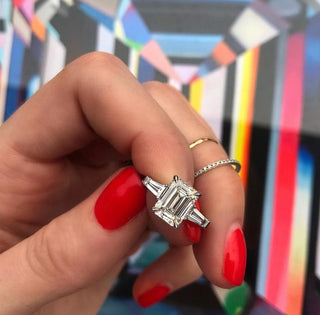 Emerald Cut with Tapered Baguette Cut Side Stones  Lindsey Leigh Jewelry.
