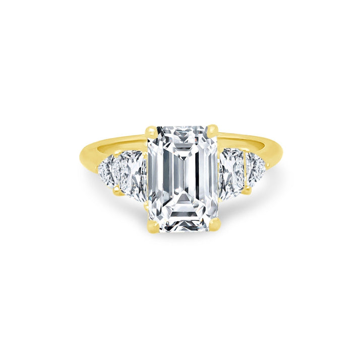 Emerald Cut Diamond with Trapezoid and Trillion Side Stones - Lindsey Leigh Jewelry