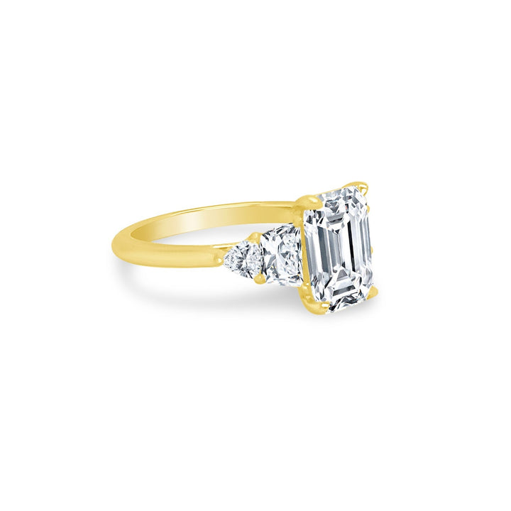Emerald Cut Diamond with Trapezoid and Trillion Side Stones - Lindsey Leigh Jewelry