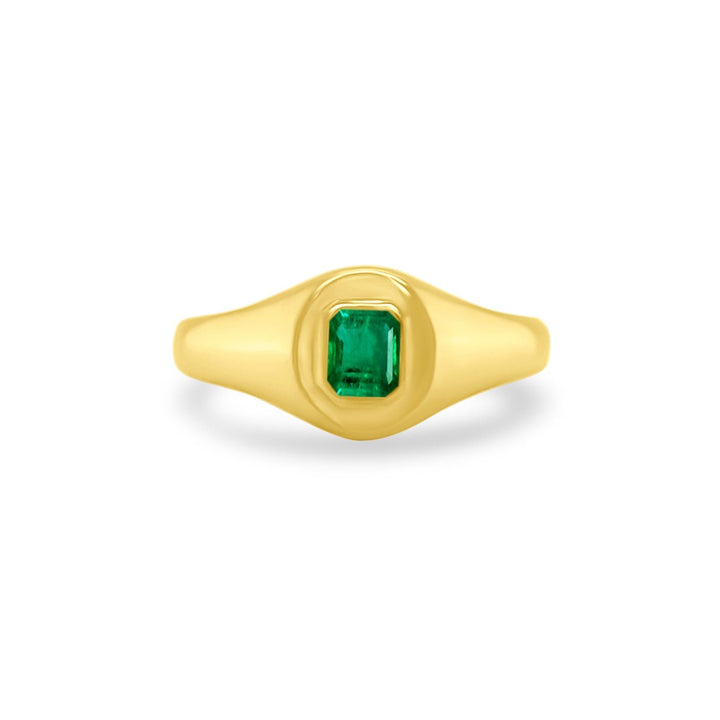 Emerald Cut Emerald Signet Ring - Lindsey Leigh Jewelry