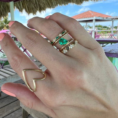 Emerald & Diamond Art Deco Band - Lindsey Leigh Jewelry