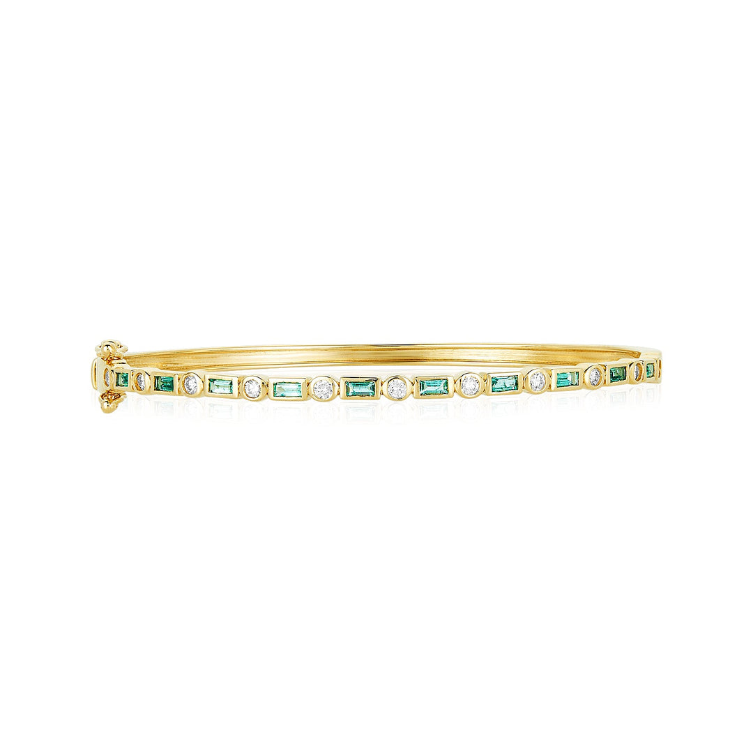 Emerald & Diamond Art Deco Bangle - Lindsey Leigh Jewelry