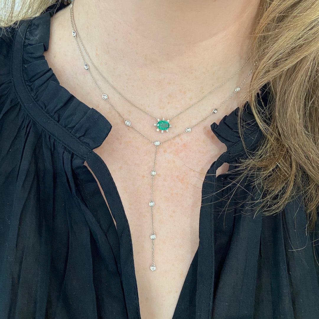Emerald Diamond Necklace - Lindsey Leigh Jewelry