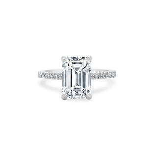 Emerald Cut Solitaire on Diamond Band  Lindsey Leigh Jewelry.
