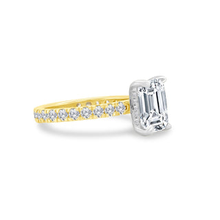 Emerald Cut Solitaire on Diamond Band  Lindsey Leigh Jewelry.
