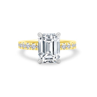 Emerald Cut Solitaire on Diamond Band  Lindsey Leigh Jewelry.
