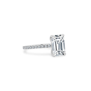 Emerald Cut Solitaire on Diamond Band  Lindsey Leigh Jewelry.
