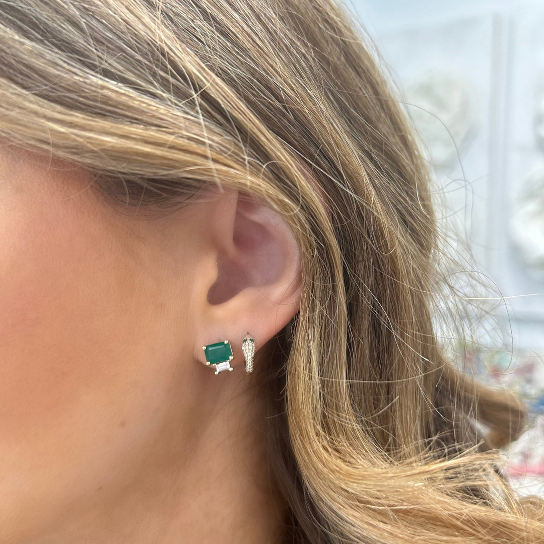 Emerald & Diamond Studs - Lindsey Leigh Jewelry