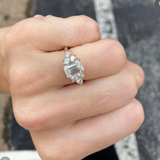 Emerald Cut with Round Trio Side Stones  Lindsey Leigh Jewelry.
