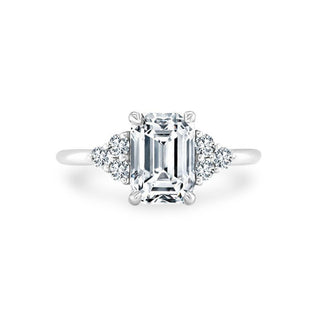 Emerald Cut with Round Trio Side Stones  Lindsey Leigh Jewelry.
