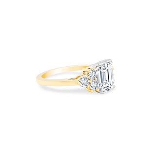 Emerald Cut with Round Trio Side Stones  Lindsey Leigh Jewelry.
